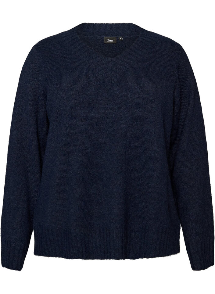 V-neck jumper, Blue, Packshot image number 0