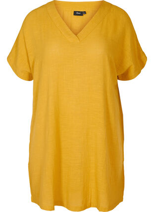 Short-sleeve cotton tunic, Golden Yellow, Packshot image number 0