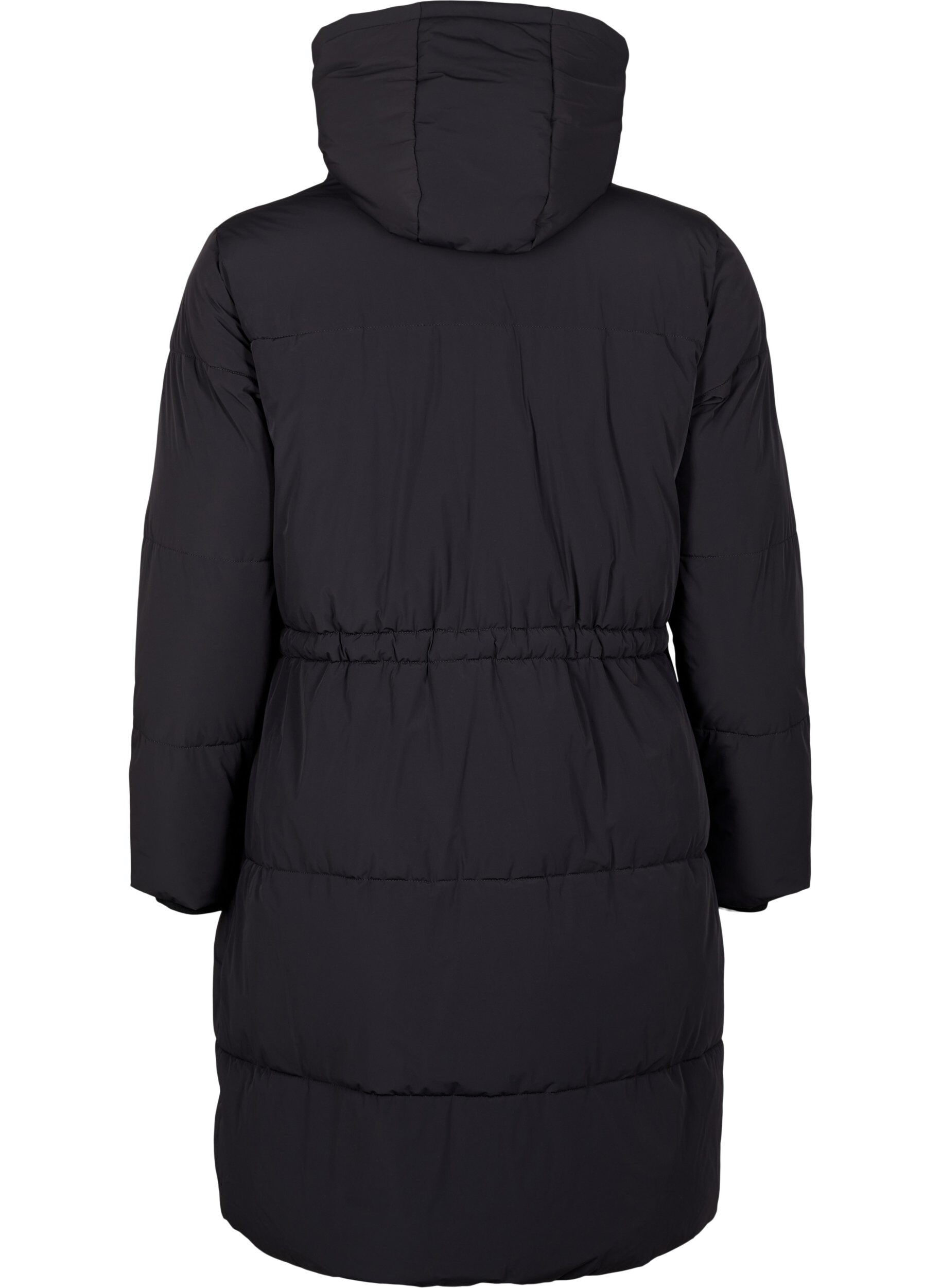 Zizzifashion Puffer coat with adjustable waist, Black, Packshot image number 1