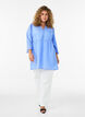 Cotton tunic with a V-neck and crochet trim, Blue, Model image number 1