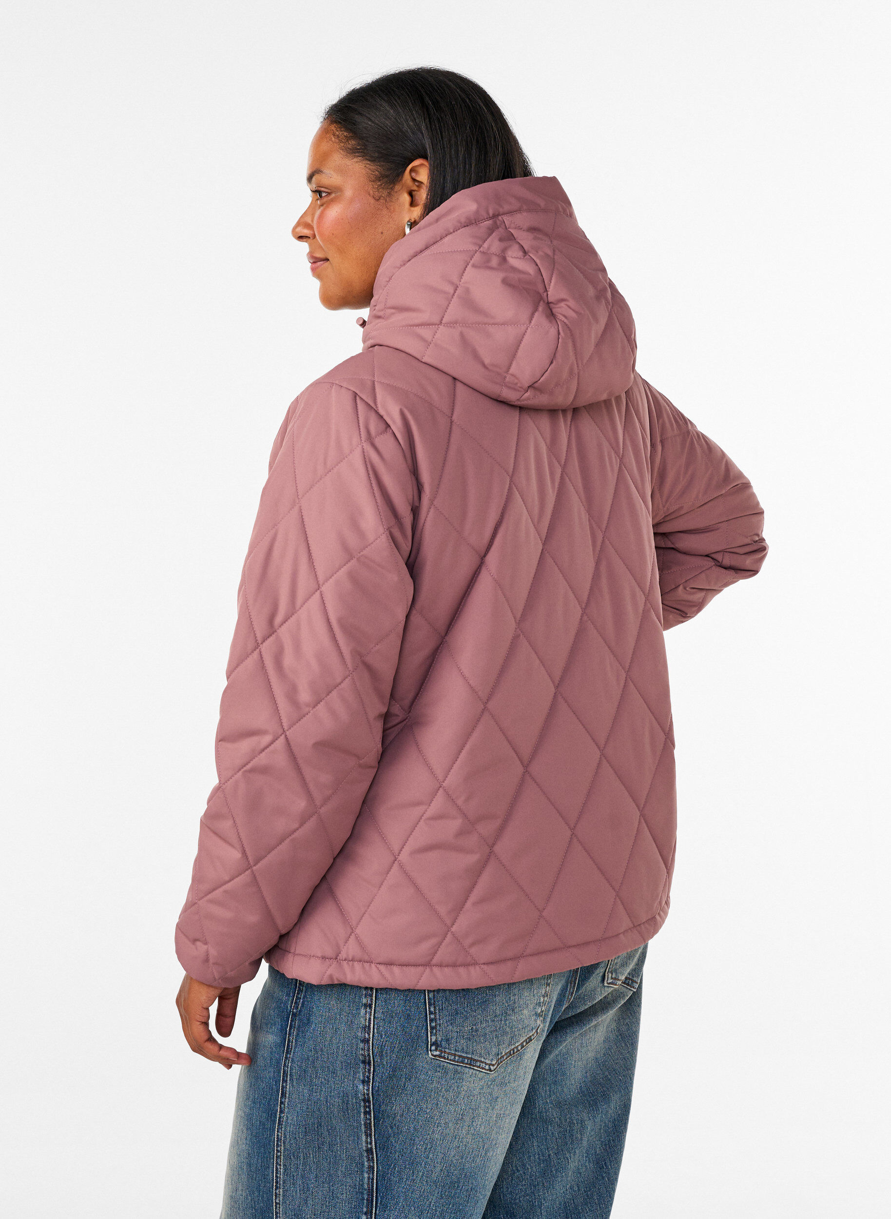 ZizzifashionLightly padded jacket with diamond quilt, Rose, Model image number 2