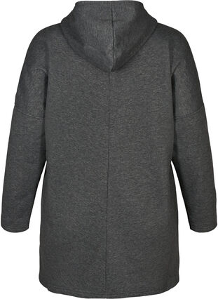 Long hooded sweatshirt, Dark Grey Melange, Packshot image number 1