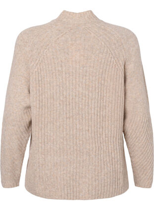 Turtleneck sweater with ribbed texture, Simply Taupe Mel., Packshot image number 1