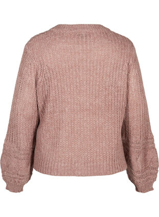 Marled knitted blouse with a pattern, Burlwood mel, Packshot image number 1