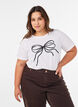 T-shirt in organic cotton with decorative motif, White, Model image number 0