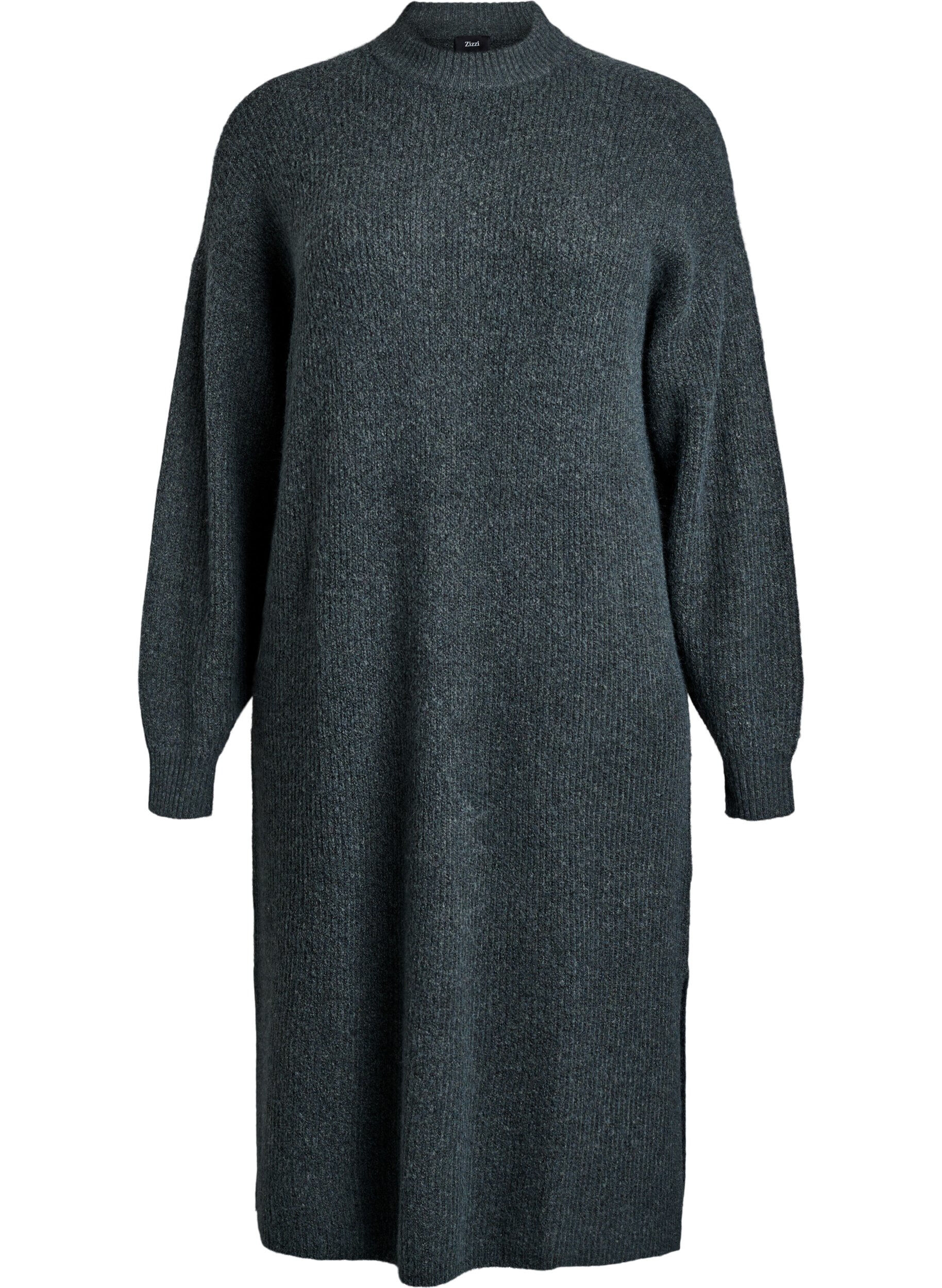 Long knitted dress with high neck