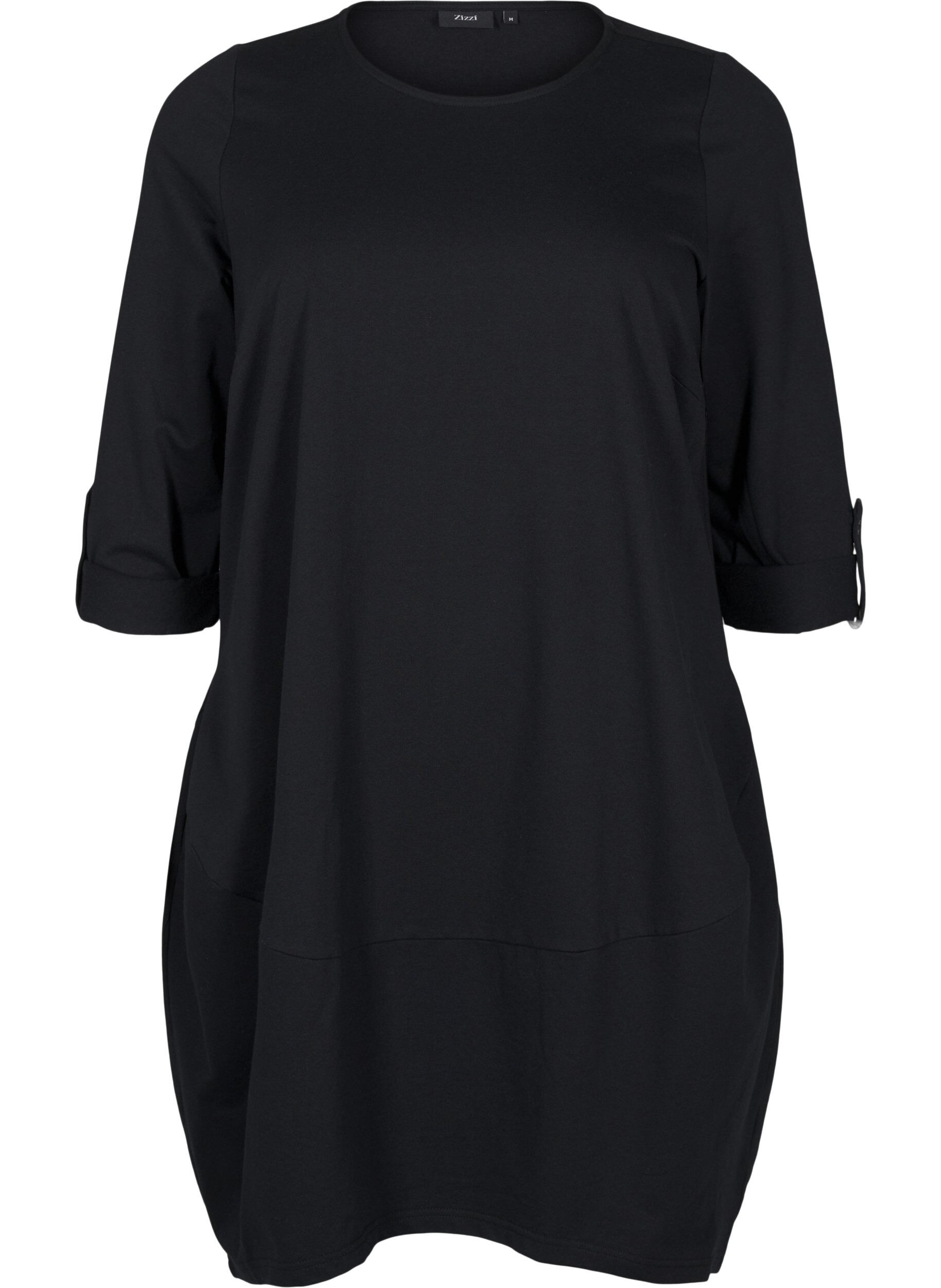 ZizzifashionCotton dress with balloon fit, Black, Packshot image number 0