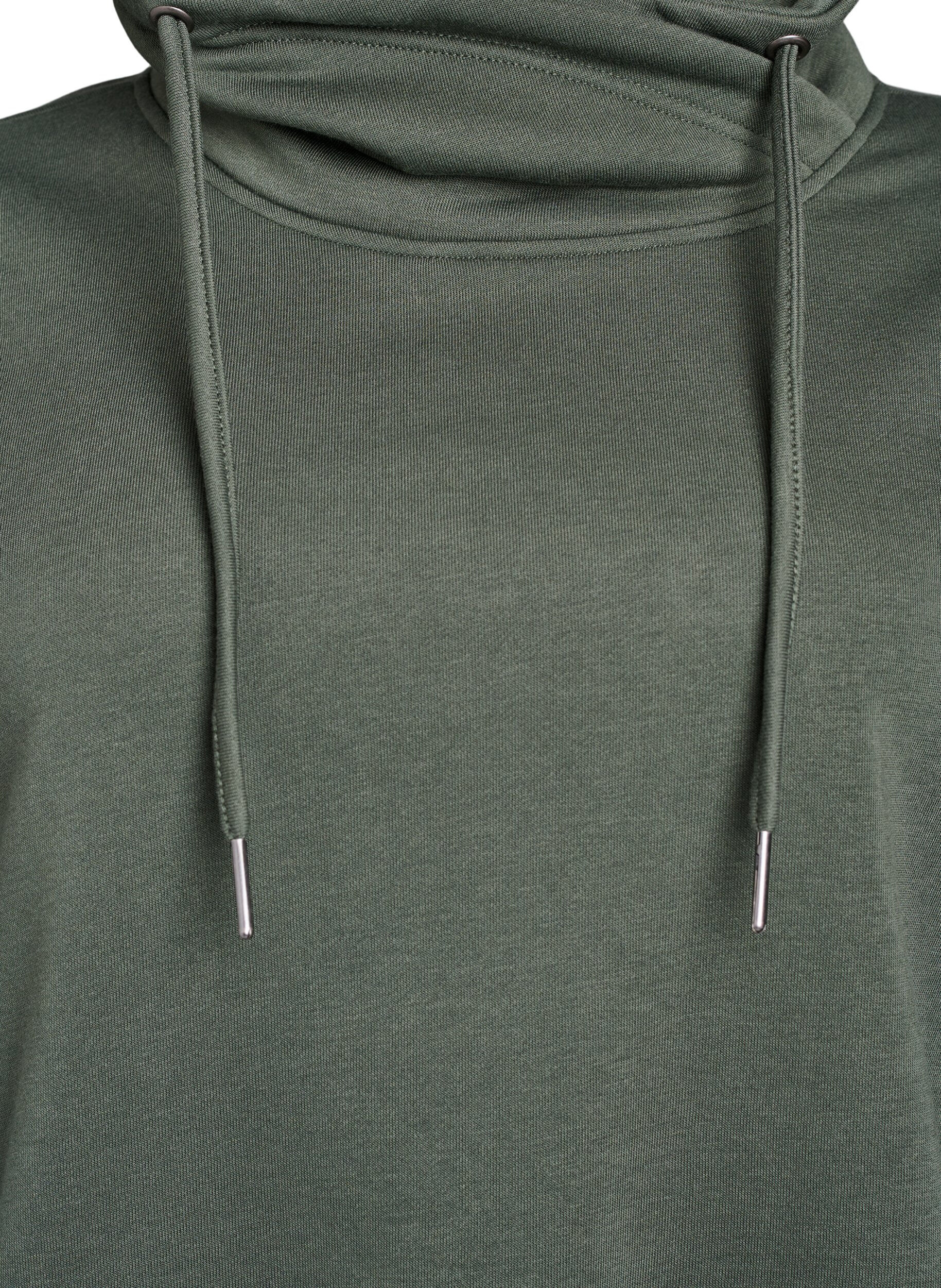 Zizzifashion Sweatshirt with high collar and pockets, Green, Packshot image number 2