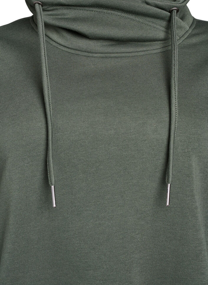 Sweatshirt with high collar and pockets, Green, Packshot image number 2