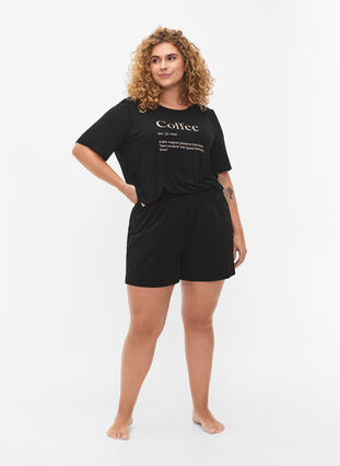 Short-sleeved viscose night t-shirt, Black Coffee, Model image number 2