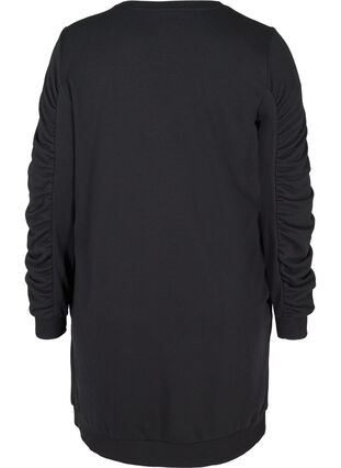 Sweatshirt dress with pockets and ruched sleeves, Black, Packshot image number 1