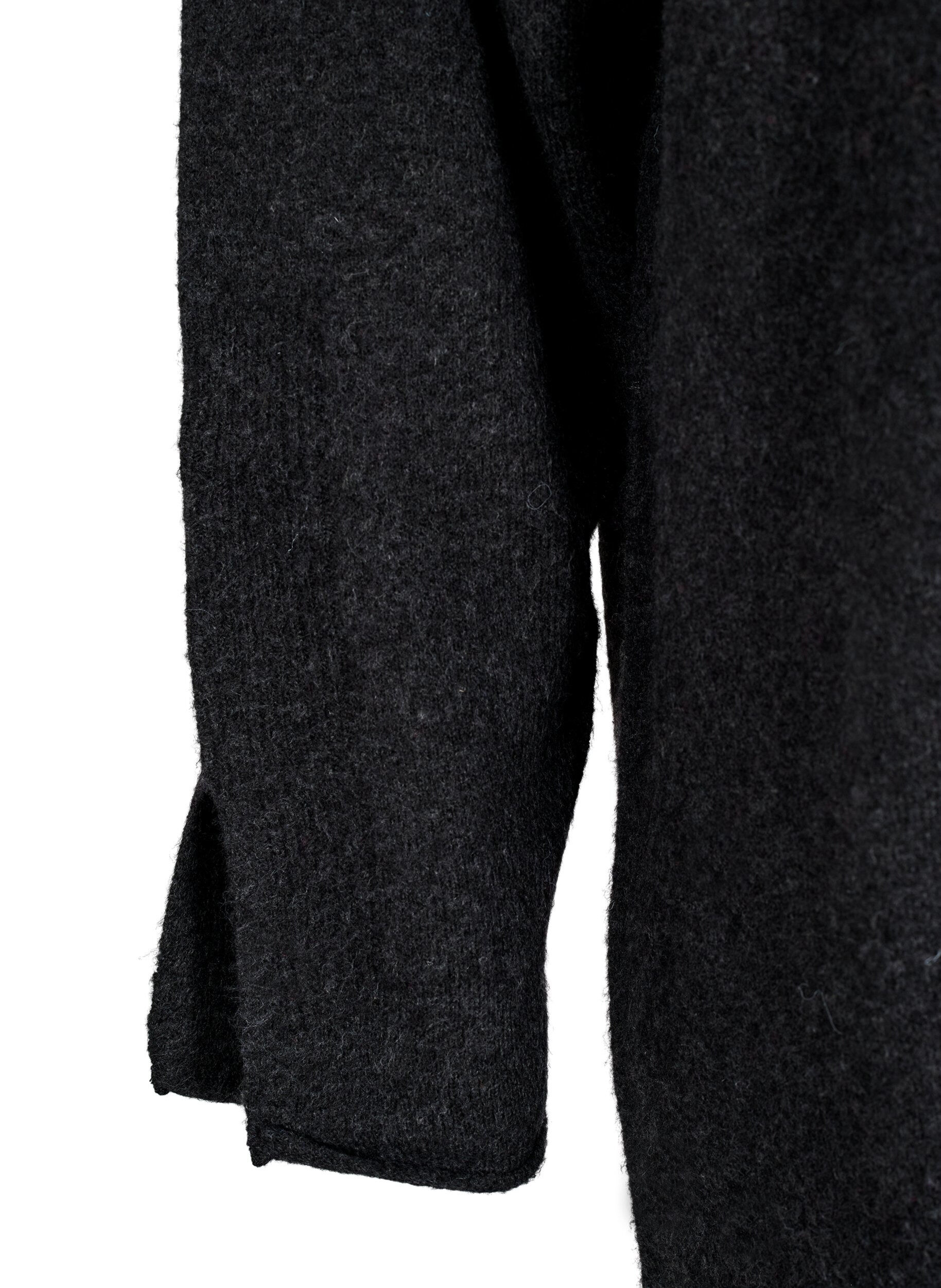 Zizzifashion Knitted dress with slits, Dark Grey Melange, Packshot image number 3