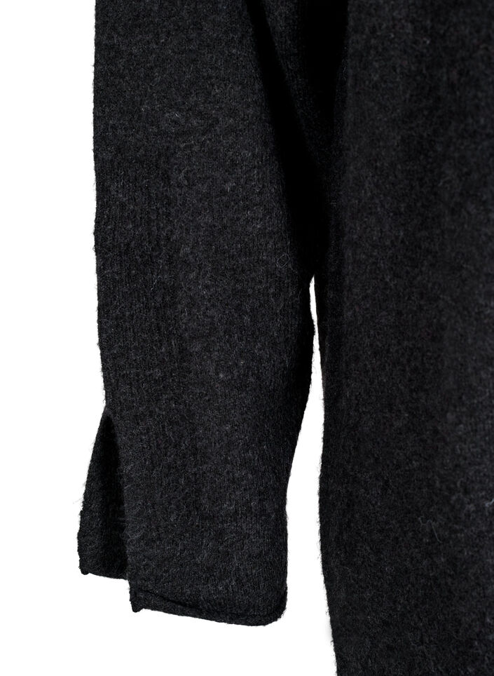 Knitted dress with slits, Dark Grey Melange, Packshot image number 3
