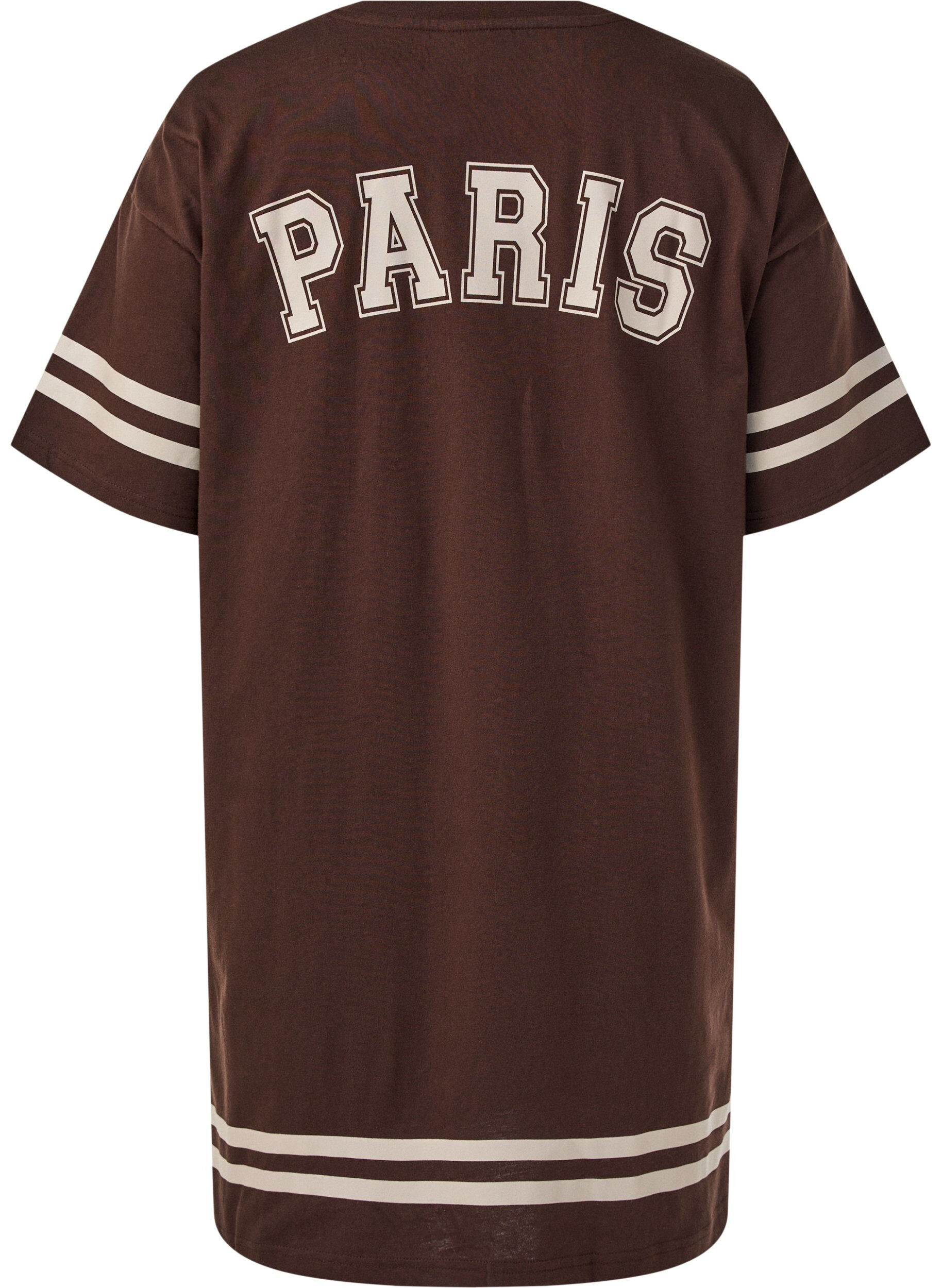 ZizzifashionShort t-shirt dress with sporty details, Brown, Packshot image number 1