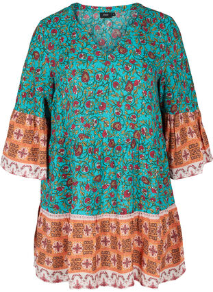 Printed viscose tunic with A-line cut, Indian Paisley, Packshot image number 0
