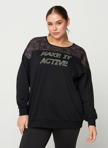 Sweatshirt with print details, Black, Model image number 0