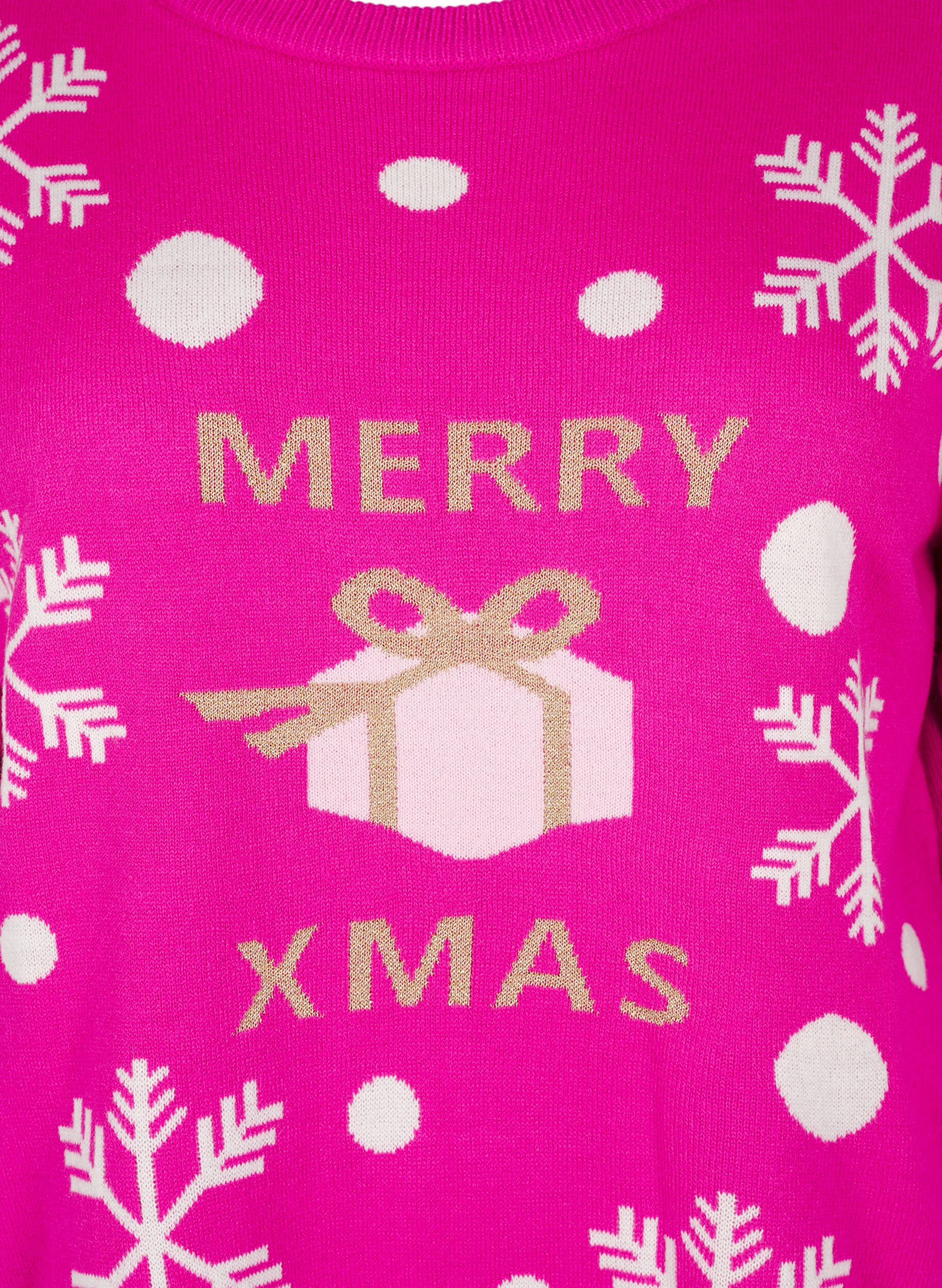 Zizzifashion Christmas jumper with a round neck, Pink Glow Comb, Packshot image number 2