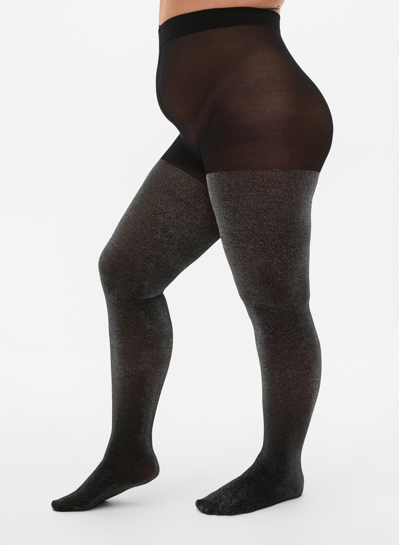 Glittery 50 denier tights, Black, Model