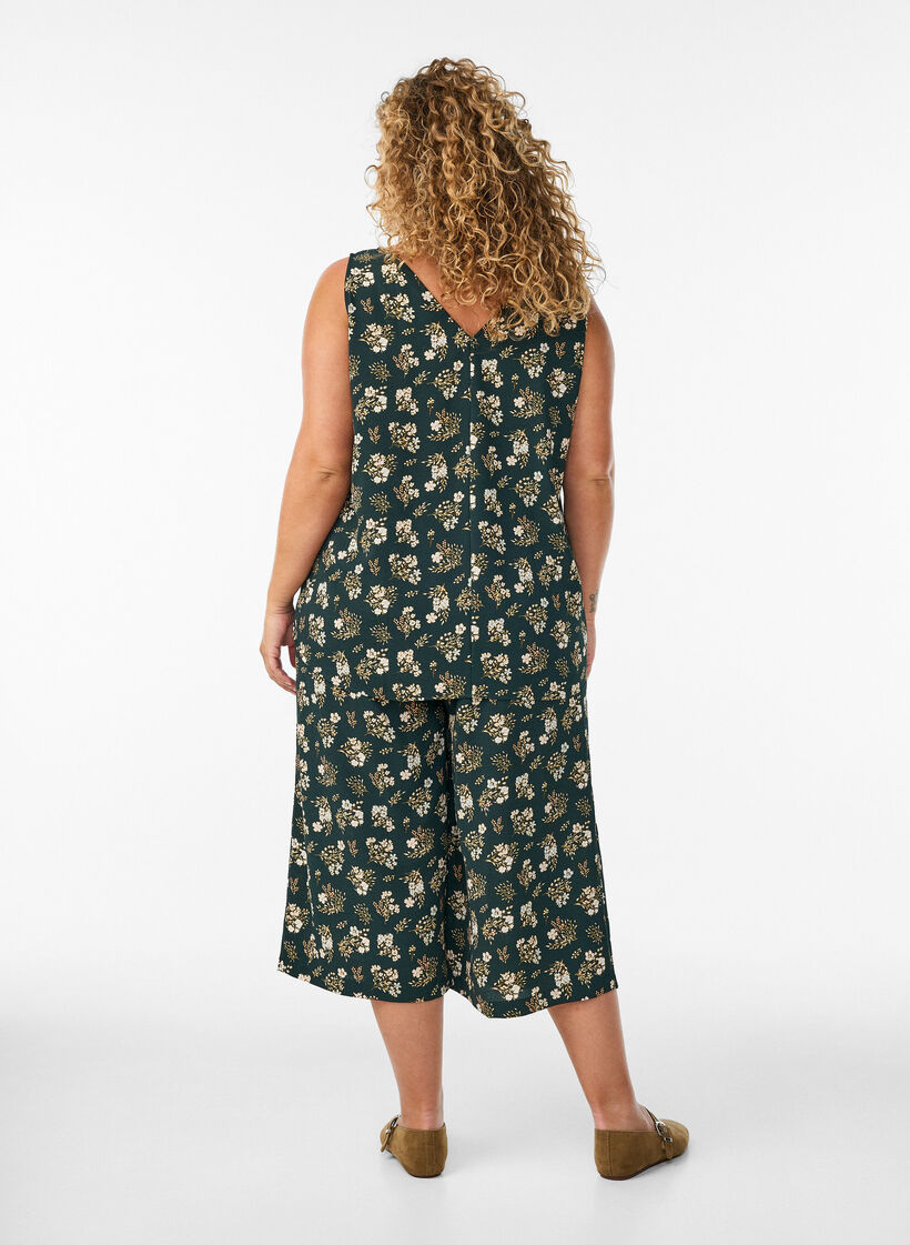 Printed top with v-neck, Green, Model image number 1