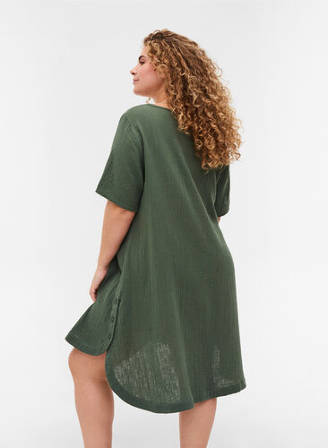 Short-sleeved cotton tunic, Thyme, Model image number 1