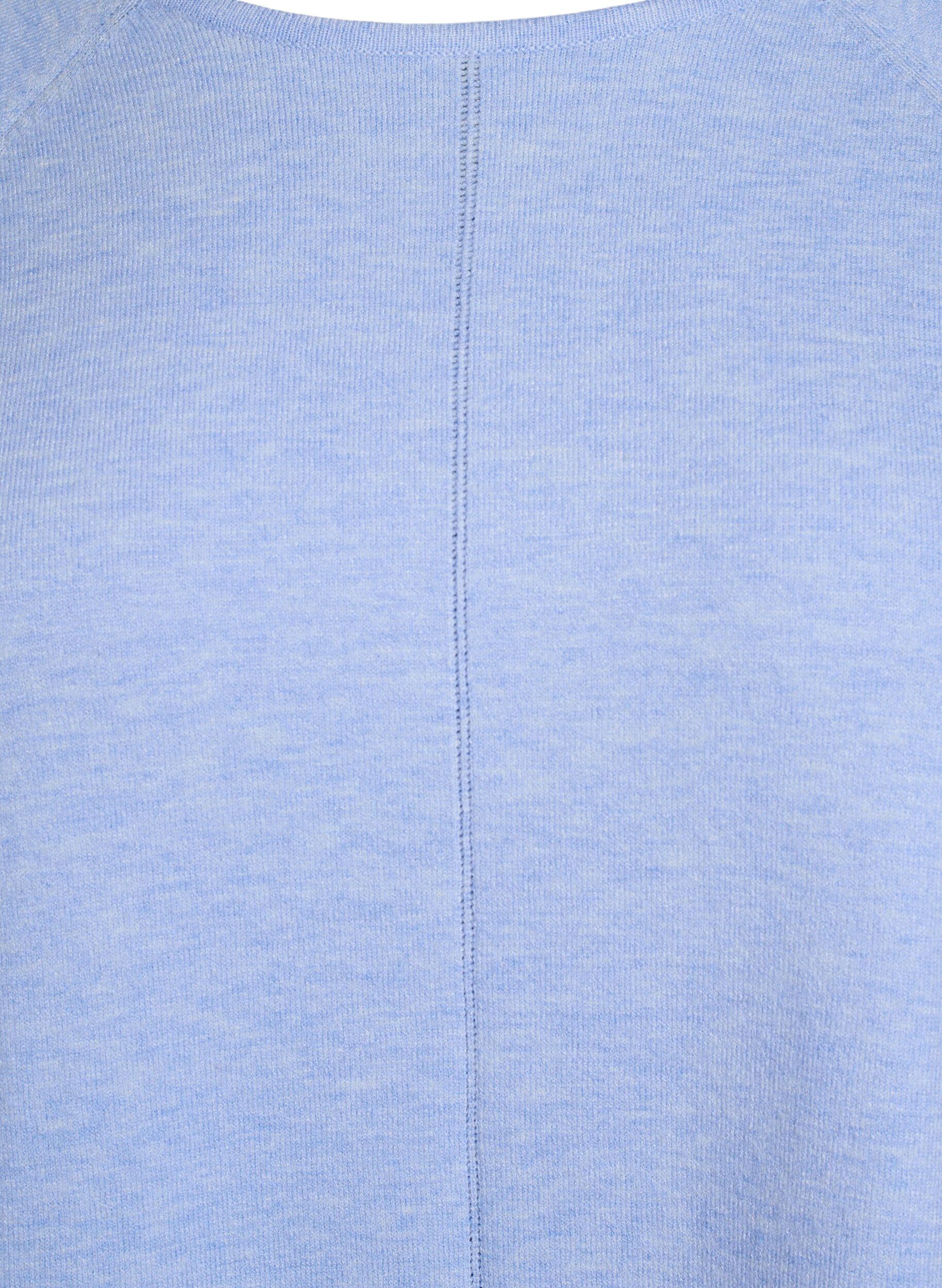 Zizzifashion Knit blouse with round neck and knitted pattern, Light Blue, Packshot image number 2