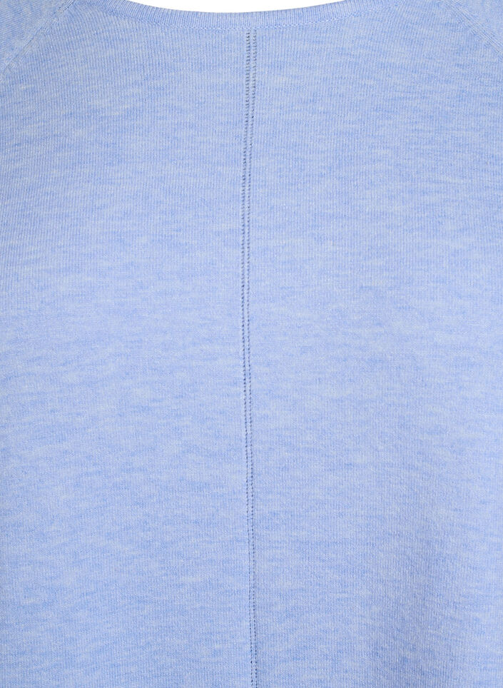 Knitted blouse with round neck and knitted pattern, Light Blue, Packshot image number 2