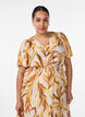 Viscose midi dress with leaf print and smocked waist, Yellow, Model image number 2