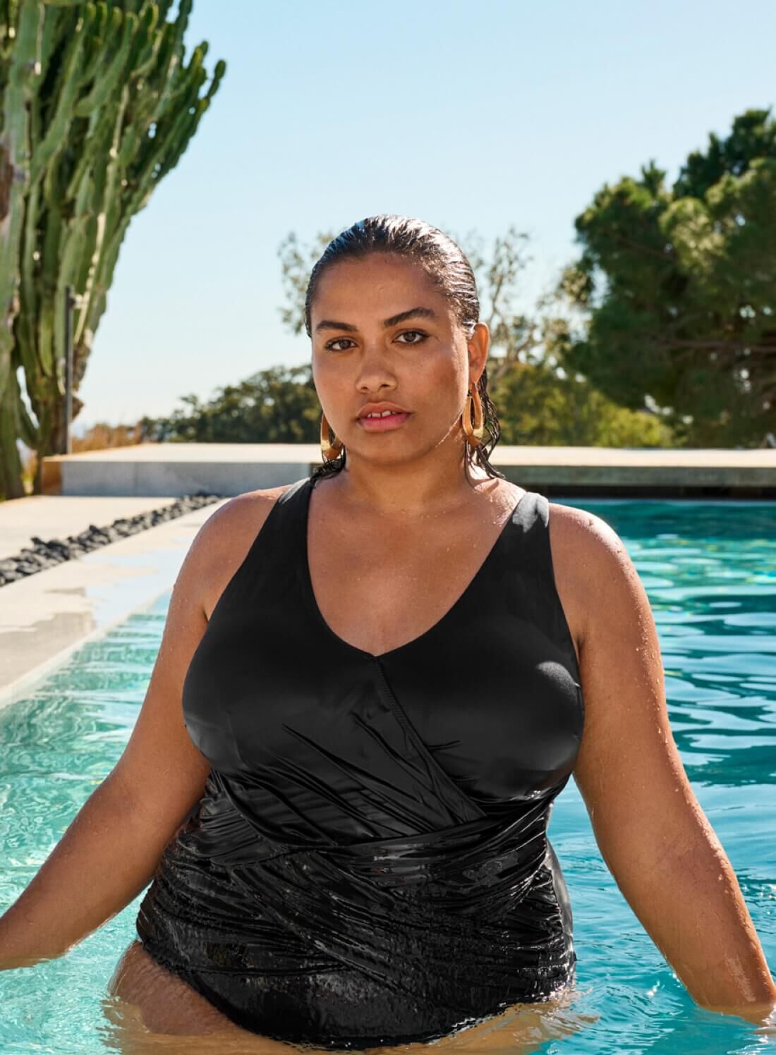 Zizzifashion Black swimsuit with details, , Model