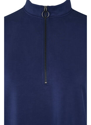 Sweat tunic with high neck and zip details, Medieval Blue, Packshot image number 2