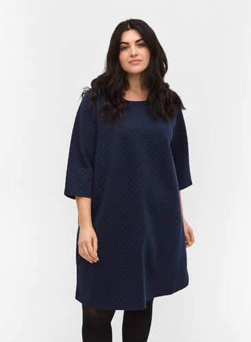 Structured dress with 3/4 sleeves, Navy Blazer, Model image number 0