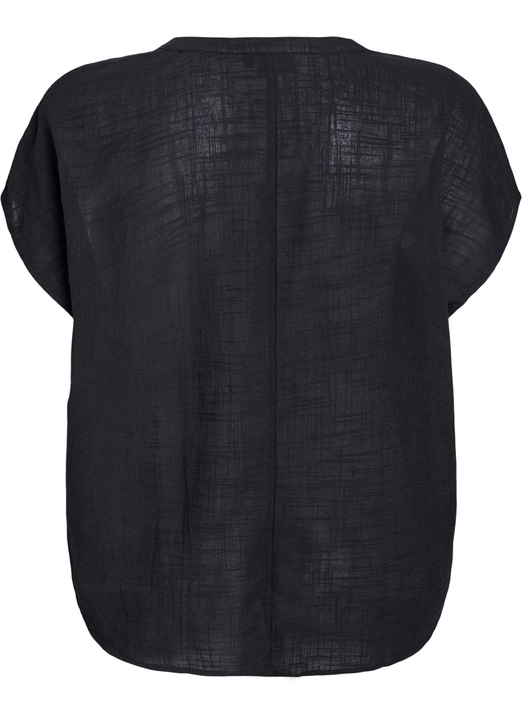 Zizzifashion FLASH - Loose blouse with cap sleeves, Black, Packshot image number 1