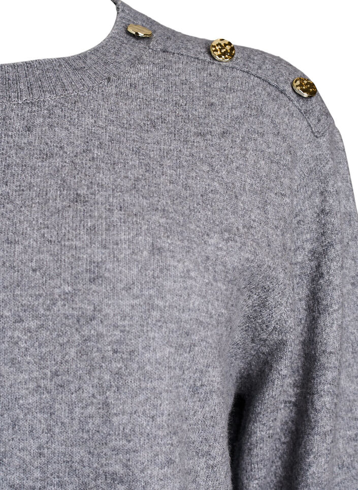 Knit blouse with button detail, Grey, Packshot image number 2