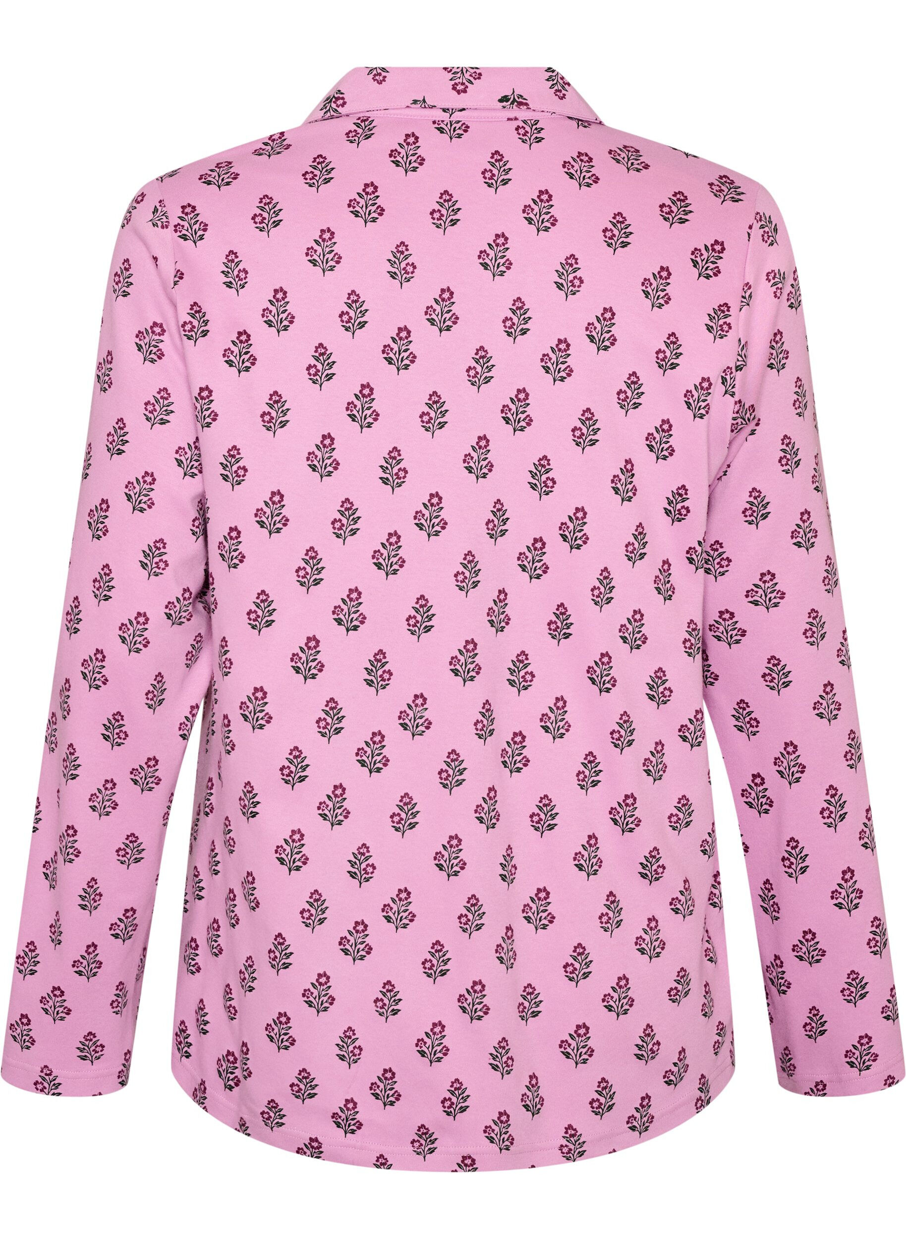 ZizzifashionCotton pyjama shirt with chest pocket, Rose, Packshot image number 1