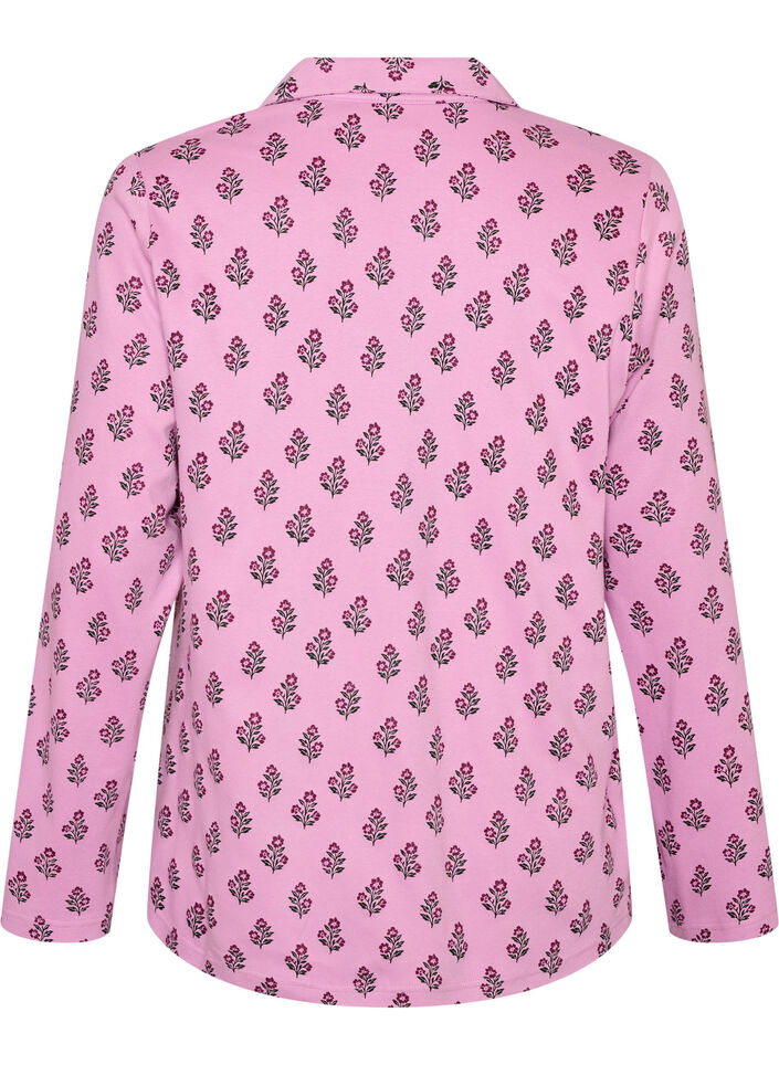 Cotton pyjama shirt with chest pocket, Rose, Packshot image number 1