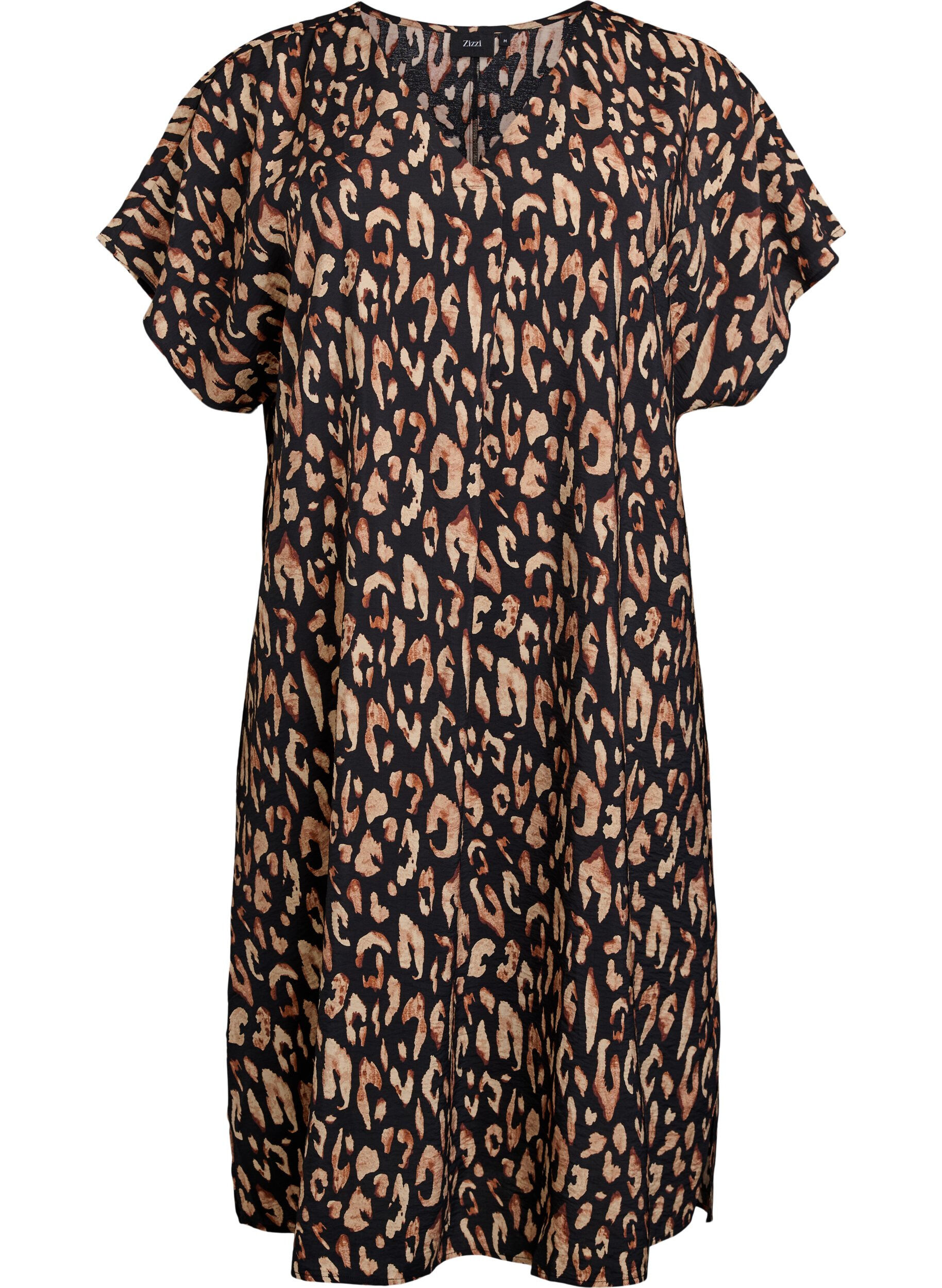 Zizzifashion V-neck dress in viscose, Black, Packshot image number 0