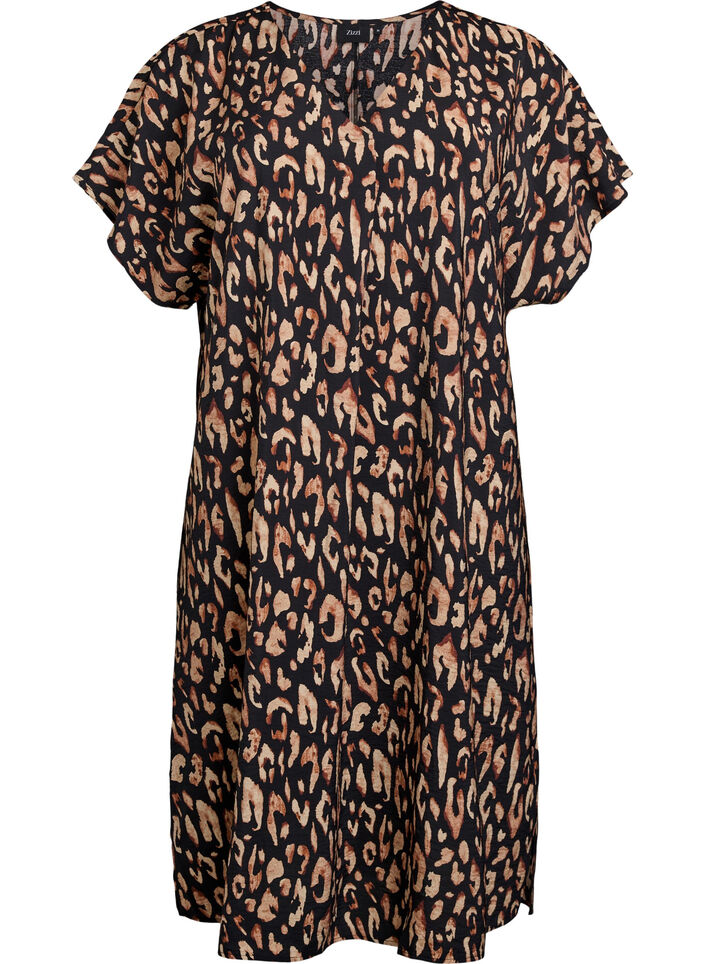 V-neck dress in viscose, Black, Packshot image number 0