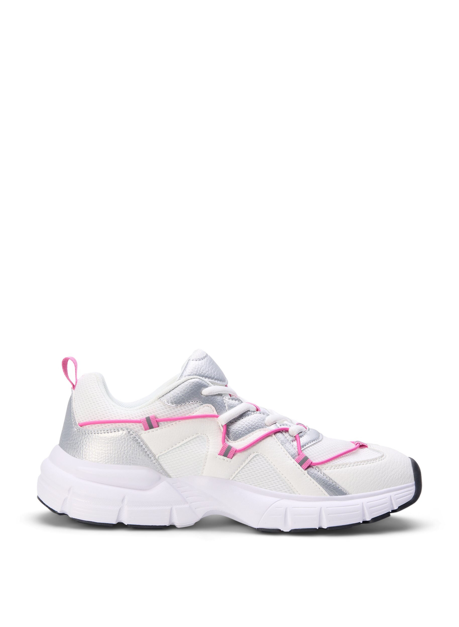 Zizzifashion Wide fit sneakers with contrasting tie detail, White w. Pink, Packshot image number 0
