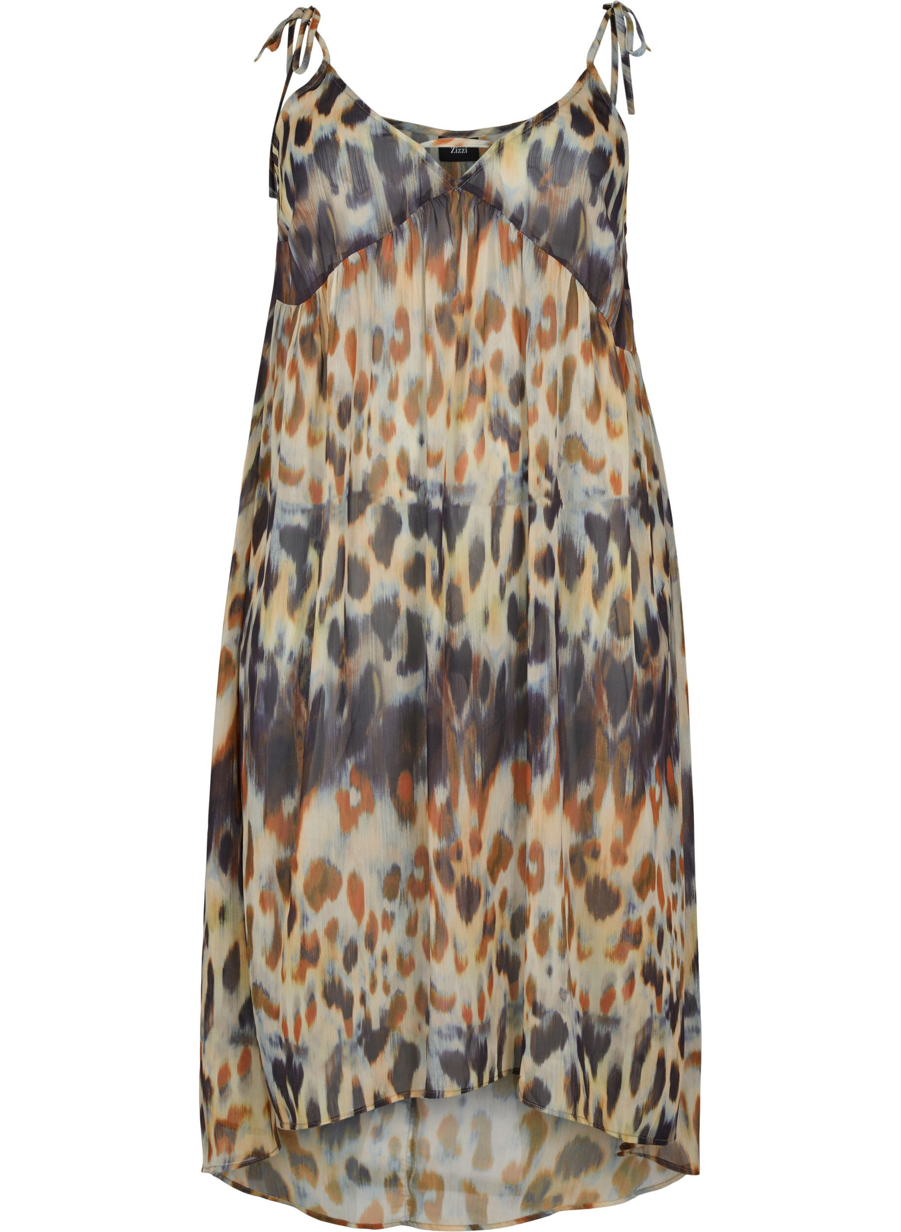 Zizzifashion Leopard printed beach dress with straps, Abstract Leopard, Packshot image number 0