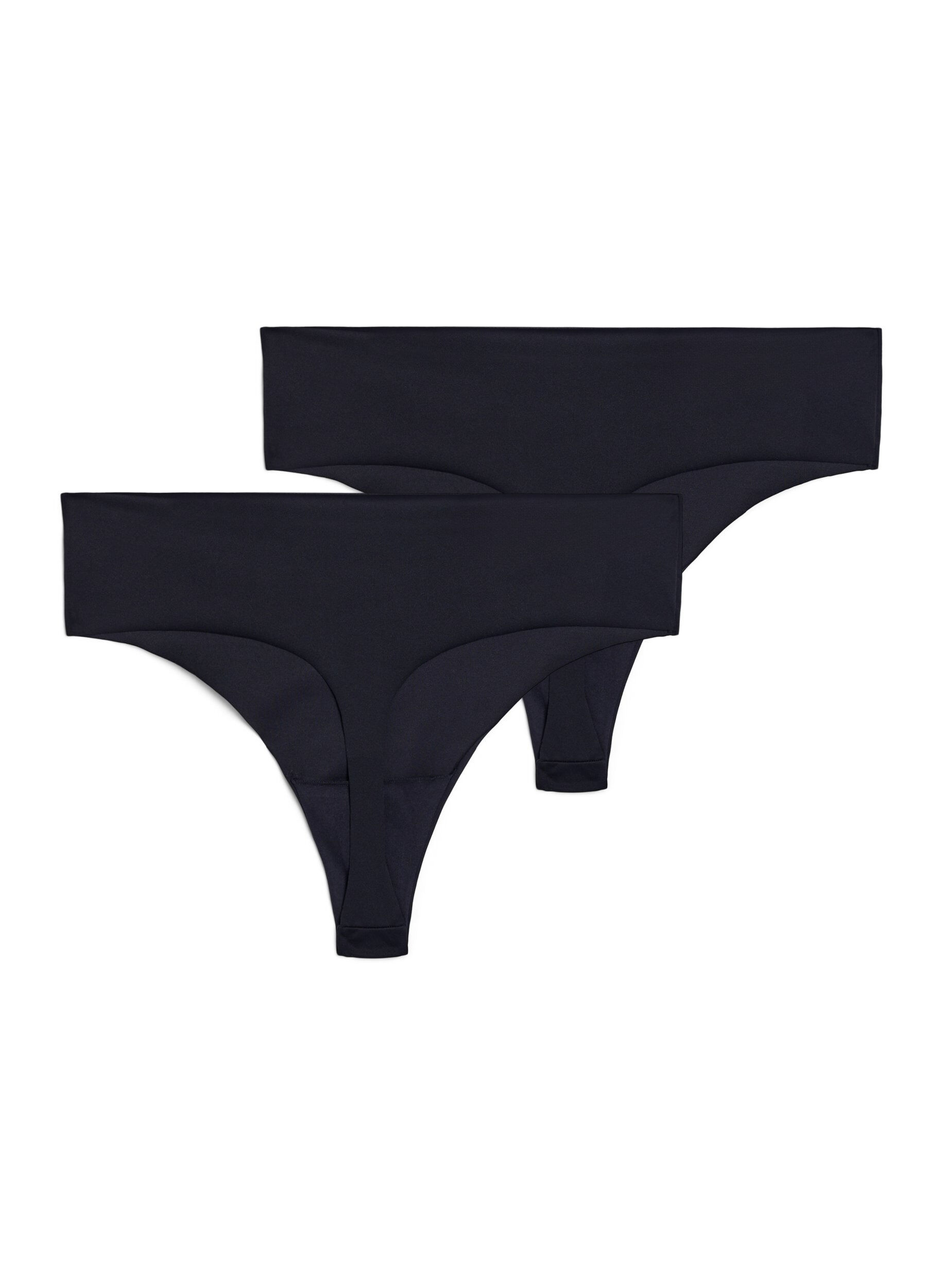 Zizzifashion 2-pack invisible G-string training panties, Black, Packshot image number 1