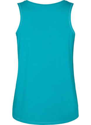 Plain-coloured sports top with round neck, Deep Peacock Blue, Packshot image number 1