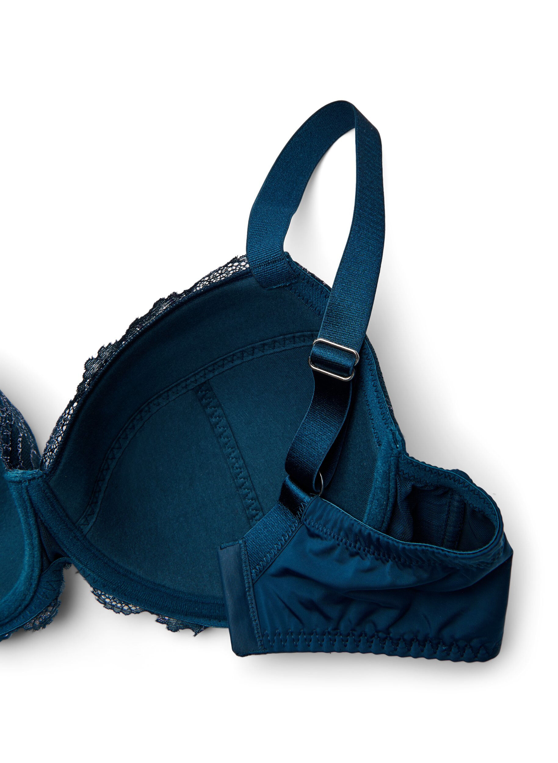Zizzifashion Underwire bra with lace and padded cups, Blue, Packshot image number 3