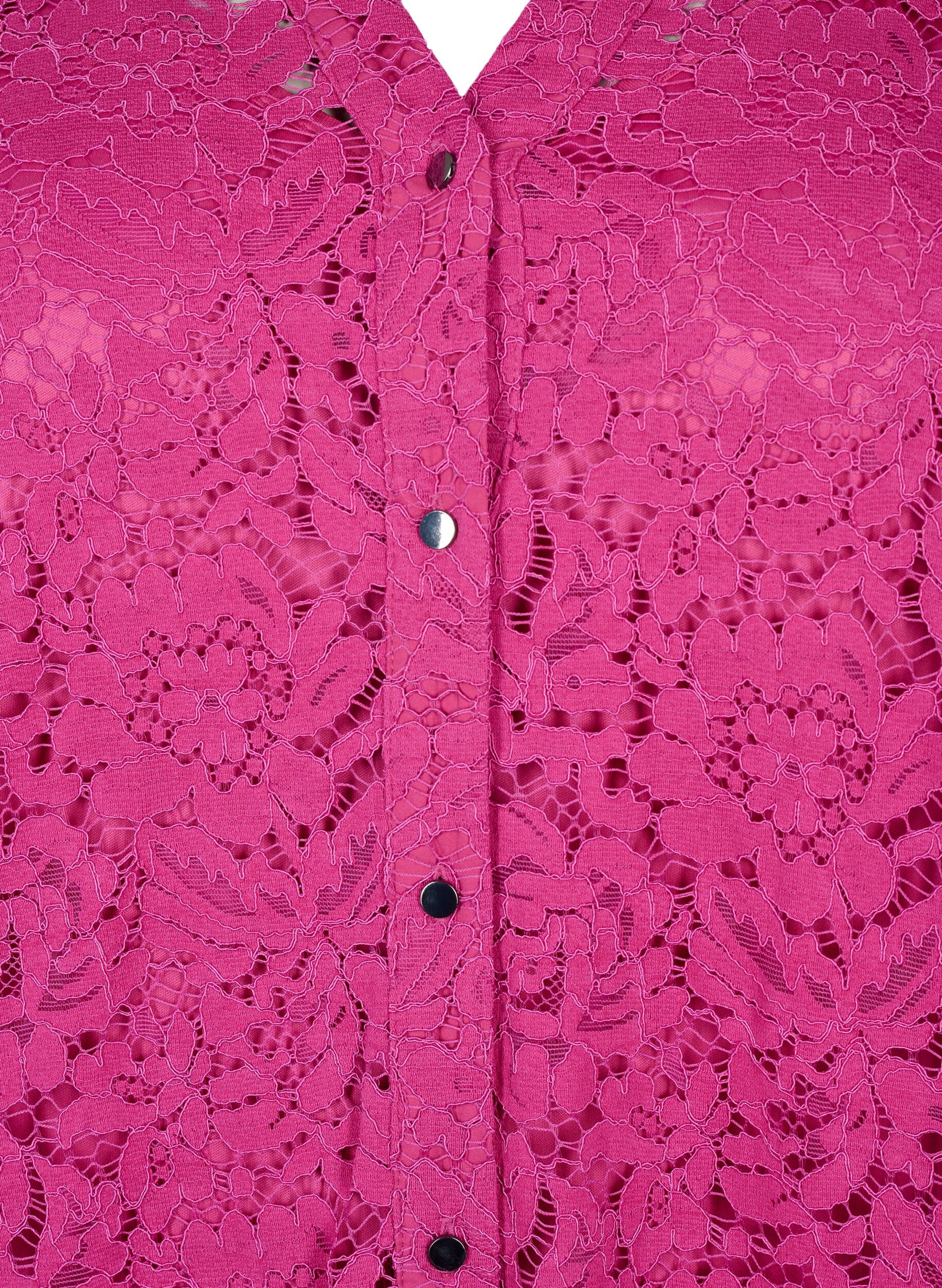 Zizzifashion Lace dress with buttons and a-shape, Festival Fuchsia, Packshot image number 2