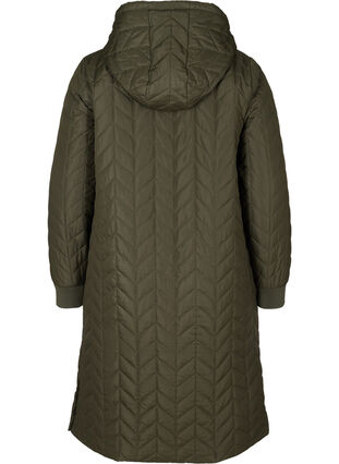 Hooded quilted jacket with buttons, Forest Night, Packshot image number 1