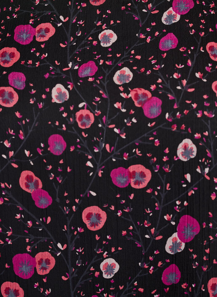 Floral chiffon blouse with sheer sleeves, Black, Packshot image number 2