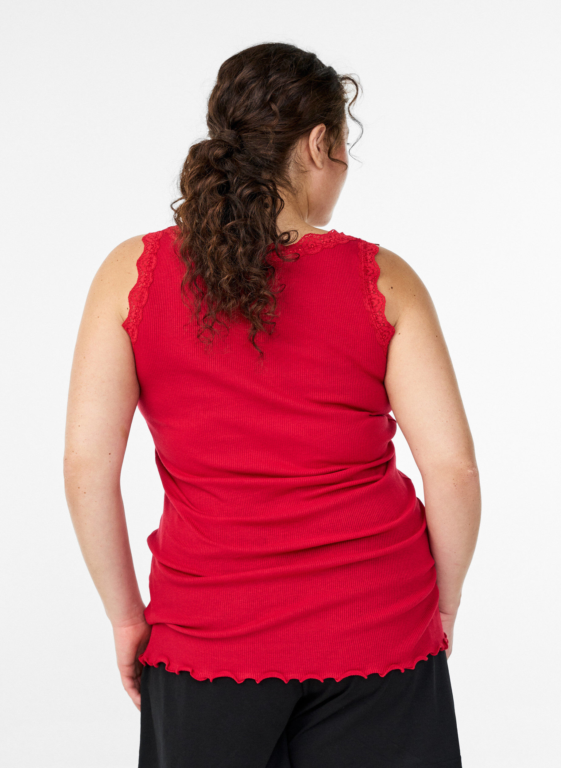 Zizzifashion Top with lace trim, Red, Model image number 2