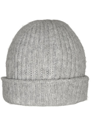 Knitted hat with writing, Grey, Packshot image number 1
