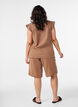 Loose cotton muslin shorts with a high waist, Brown, Model image number 2