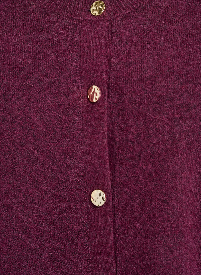 Cardigan in soft knit with gold-coloured buttons, Dark Bordeaux, Packshot image number 2