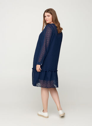 Long-sleeved textured dress, Mood Indigo, Model image number 1
