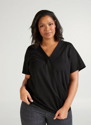 Top with short sleeves, Black, Model image number 0